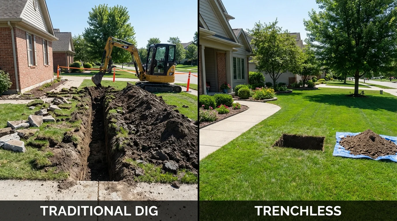 Trenchless sewer repair with minimal yard damage versus traditional excavation in Port Townsend, WA